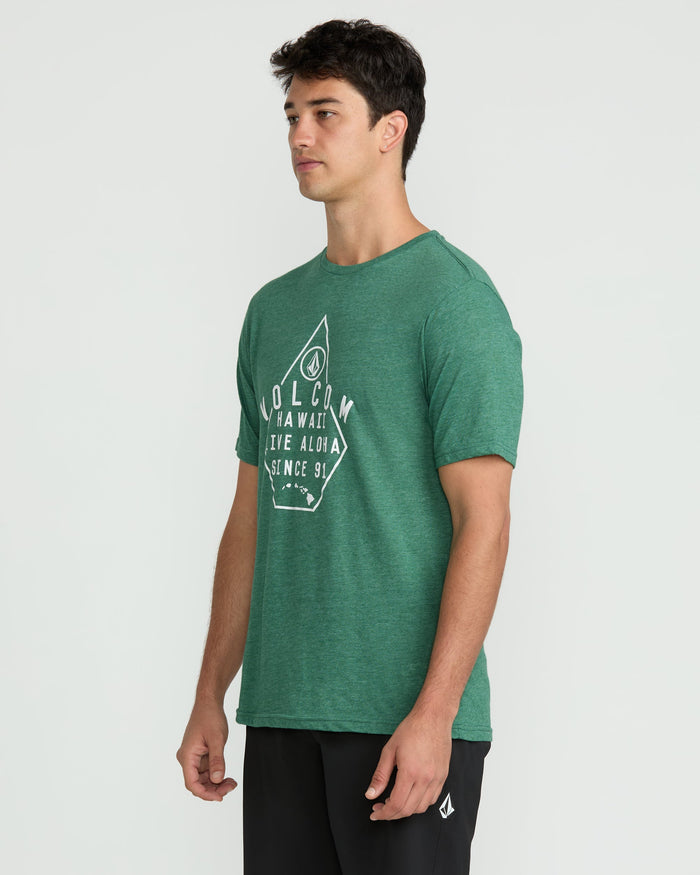 Men's Lined Up Short Sleeve Tee-Forest Heather-Volcom