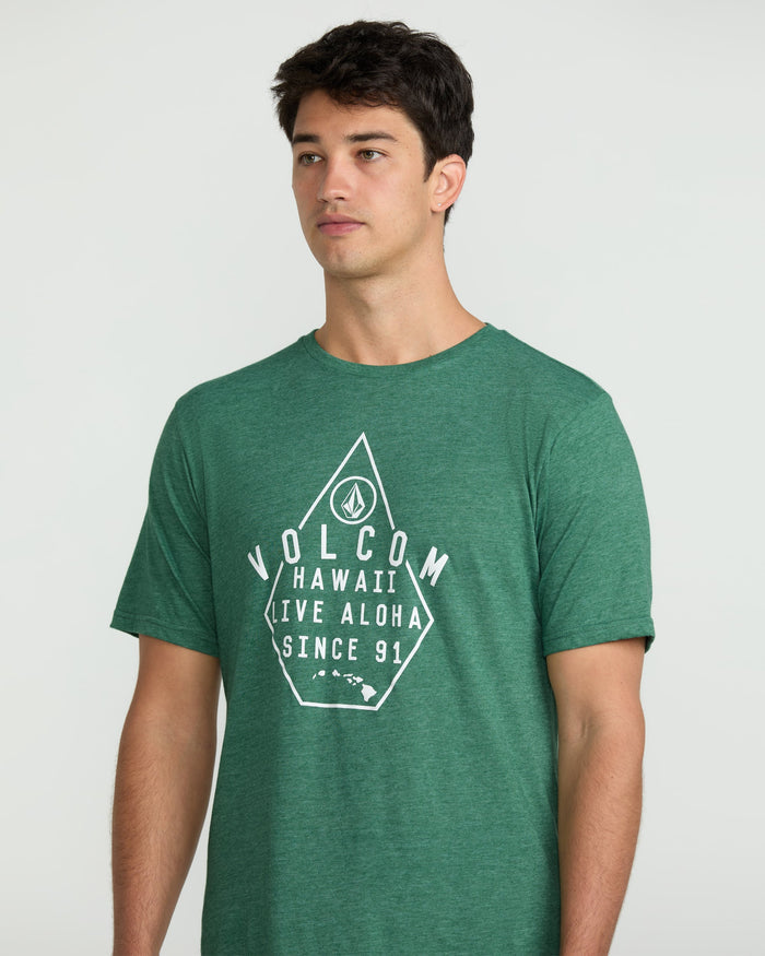 Men's Lined Up Short Sleeve Tee-Forest Heather-Volcom