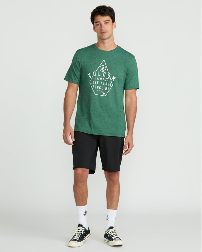 Men's Lined Up Short Sleeve Tee-Forest Heather-Volcom