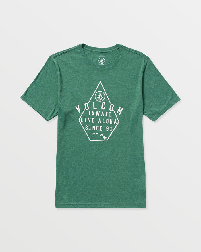 Men's Lined Up Short Sleeve Tee-Forest Heather-Volcom
