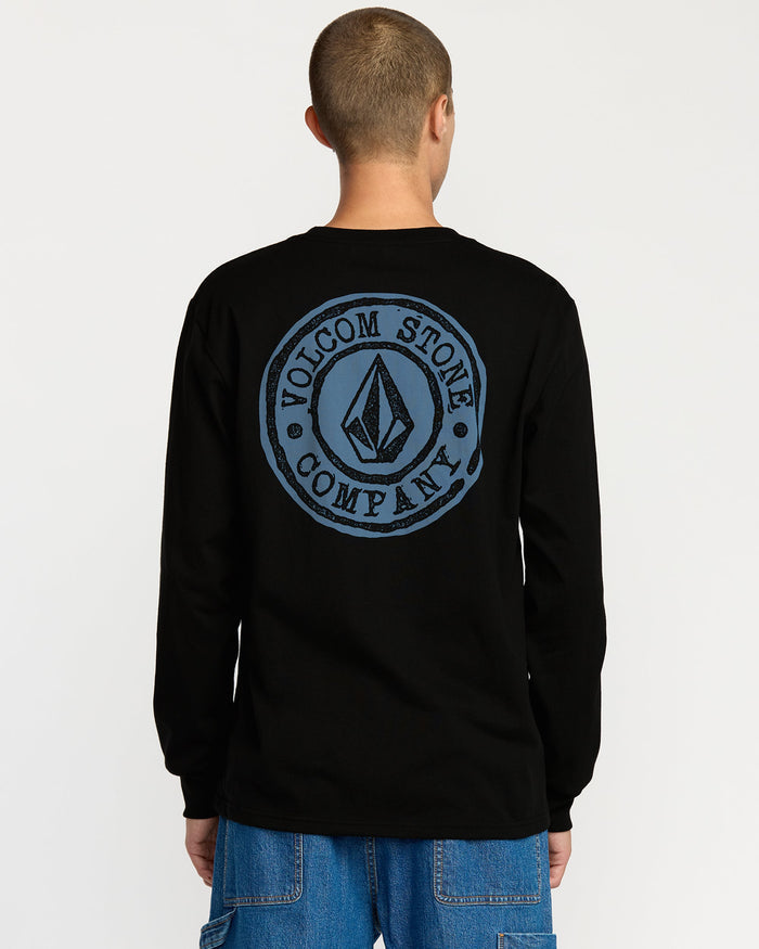 Men's Logo Stamp Long Sleeve Tee-Black-Volcom