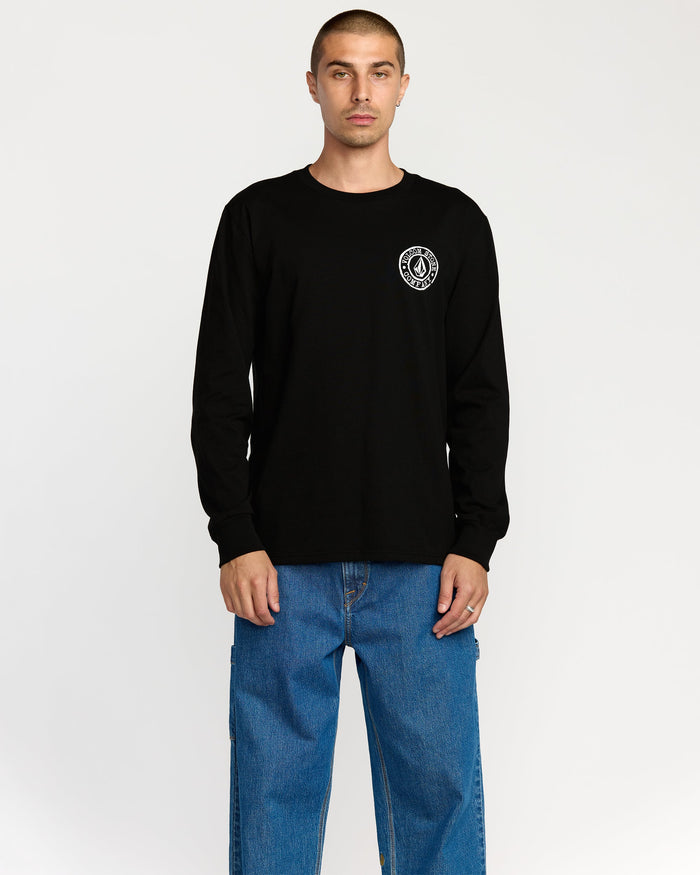 Men's Logo Stamp Long Sleeve Tee-Black-Volcom