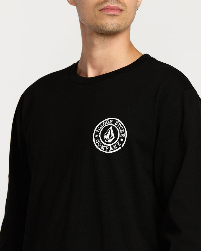 Men's Logo Stamp Long Sleeve Tee-Black-Volcom