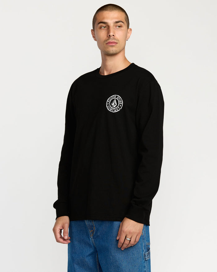Men's Logo Stamp Long Sleeve Tee-Black-Volcom