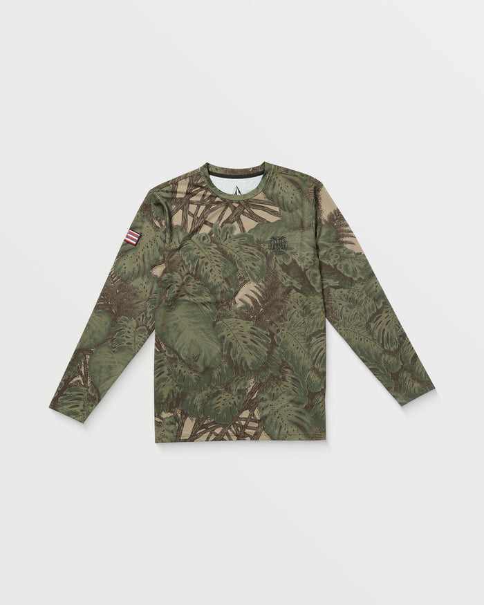 Men's Loose Long Sleeve Surf Tee-Khaki-Volcom