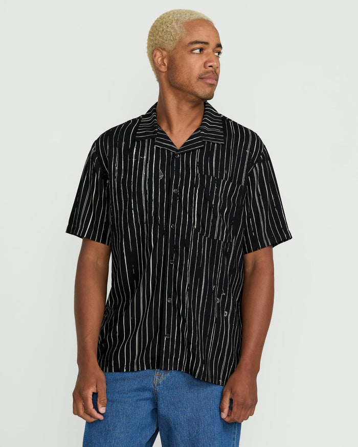 Men's Mistostone Short Sleeve Shirt-Black/White-Volcom
