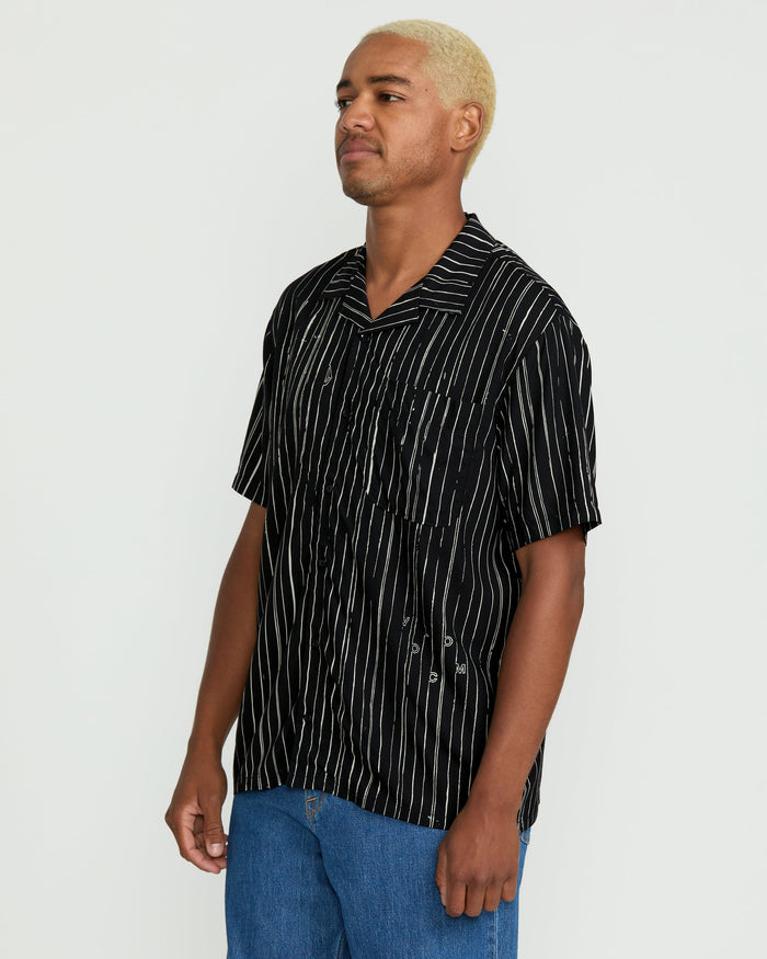 Men's Mistostone Short Sleeve Shirt-Black/White-Volcom