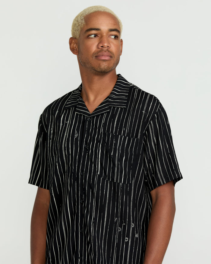 Men's Mistostone Short Sleeve Shirt-Black/White-Volcom
