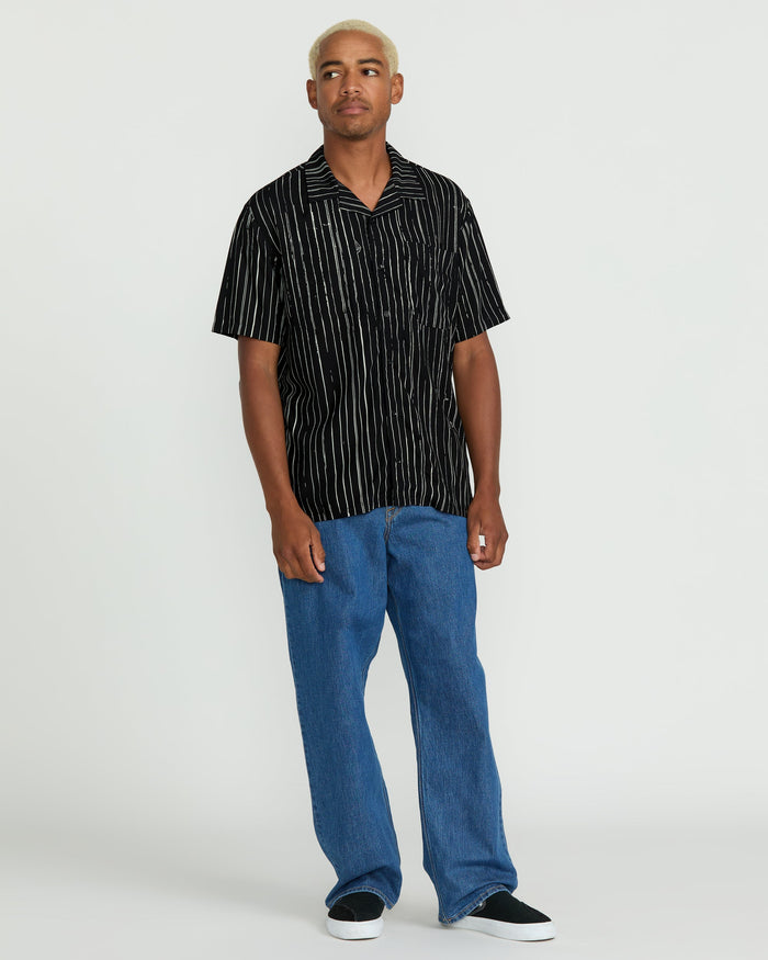 Men's Mistostone Short Sleeve Shirt-Black/White-Volcom