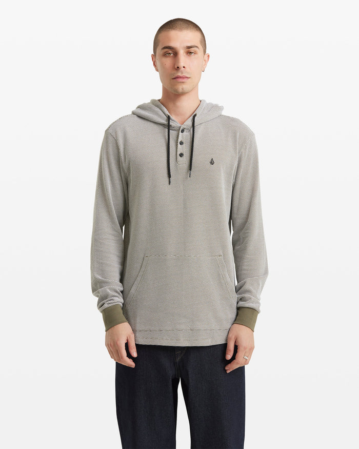 Men's Murph Thermal Long Sleeve Sweatshirt-Dark Olive-Volcom
