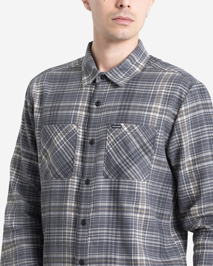 Men's Netastone Flannel Long Sleeve Shirt-Asphalt Black-Volcom