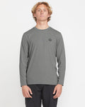 Men's Oval Track Loose Long Sleeve Surf Tee-Heather Grey-Volcom