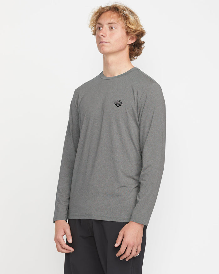 Men's Oval Track Loose Long Sleeve Surf Tee-Heather Grey-Volcom
