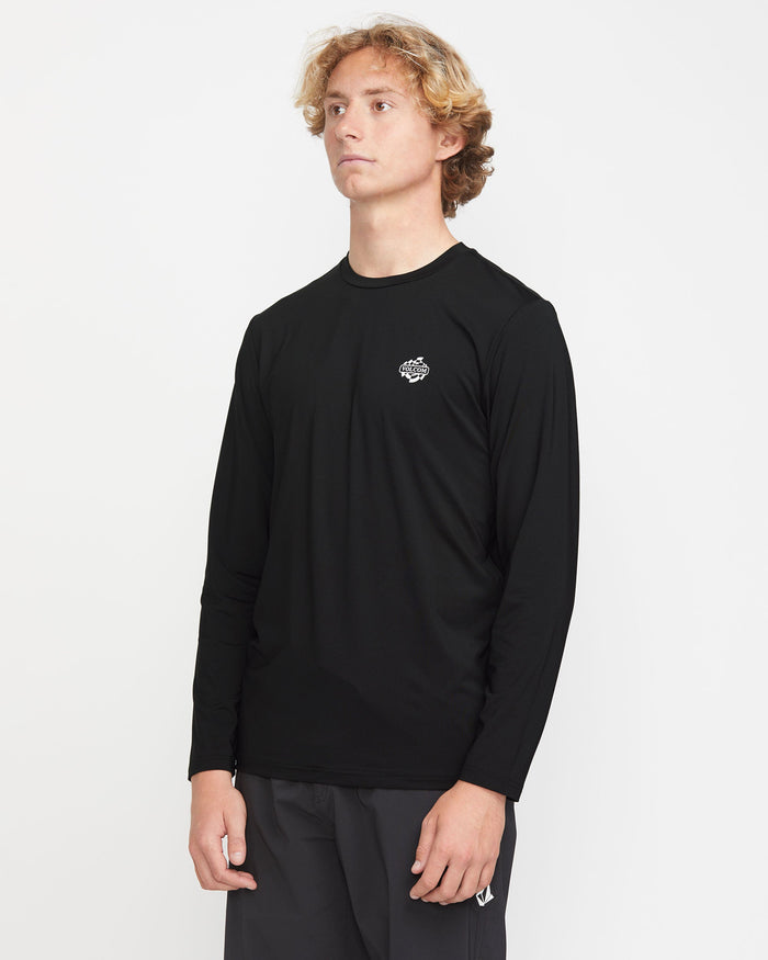 Men's Oval Track Loose Long Sleeve Surf Tee-Black-Volcom