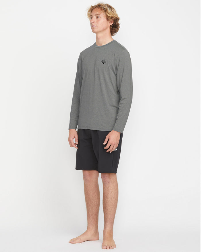 Men's Oval Track Loose Long Sleeve Surf Tee-Heather Grey-Volcom