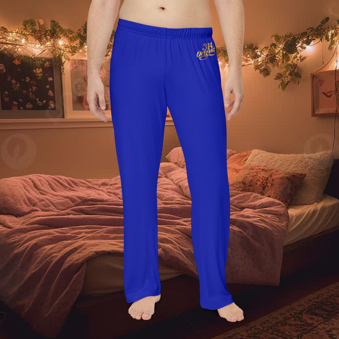 Men's Pajama Pants — Relaxed Blue Lounge Sleepwear with Small Monogram Accent - 314 Originals