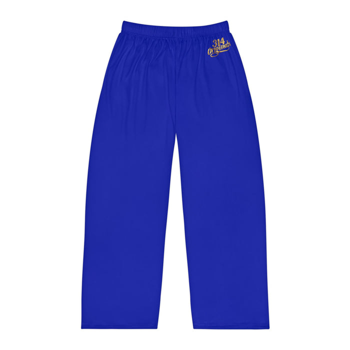 Men's Pajama Pants — Relaxed Blue Lounge Sleepwear with Small Monogram Accent - 314 Originals
