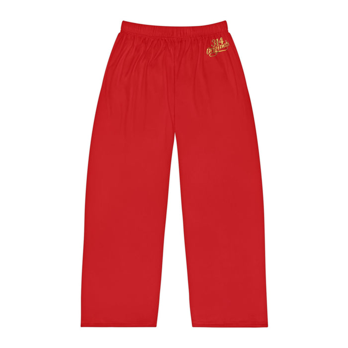 Men's Pajama Pants — Relaxed Red Lounge Sleepwear with Small Monogram Accent - 314 Originals