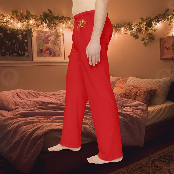 Men's Pajama Pants — Relaxed Red Lounge Sleepwear with Small Monogram Accent - 314 Originals