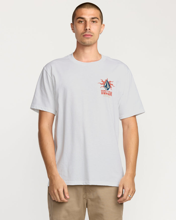 Men's Peak A Boo Short Sleeve Tee-White-Volcom