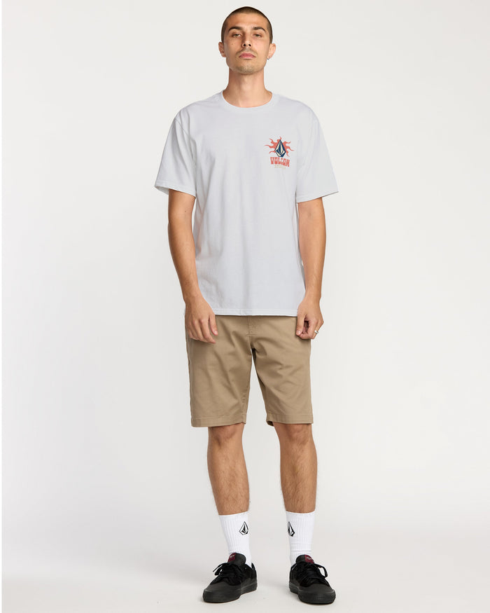 Men's Peak A Boo Short Sleeve Tee-White-Volcom