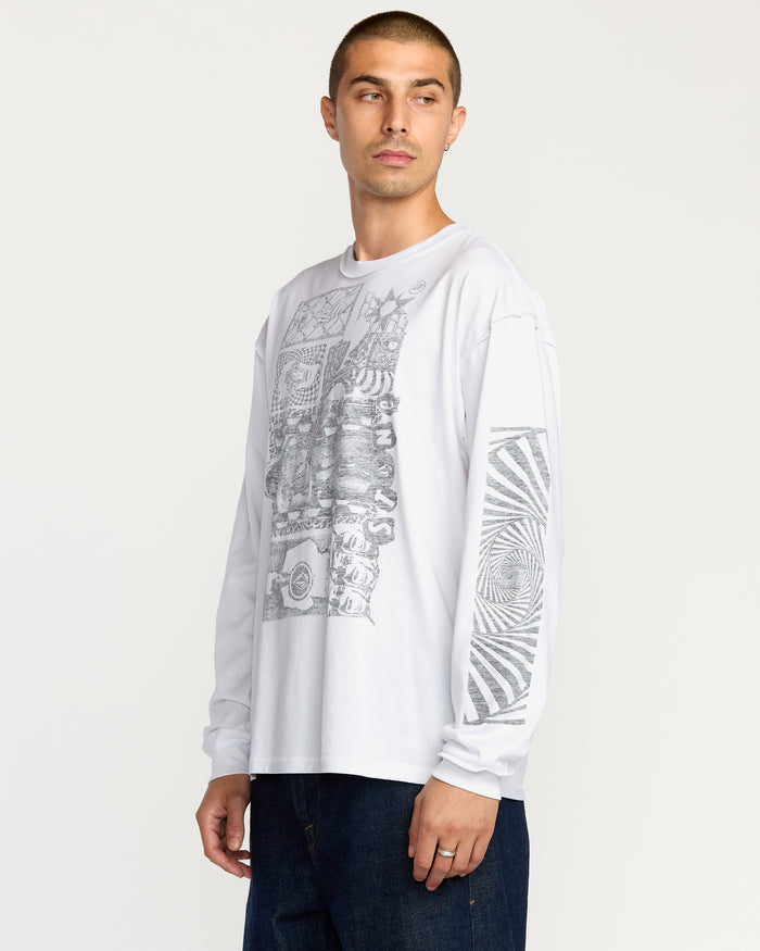 Men's Povj Long Sleeve Tee-White-Volcom