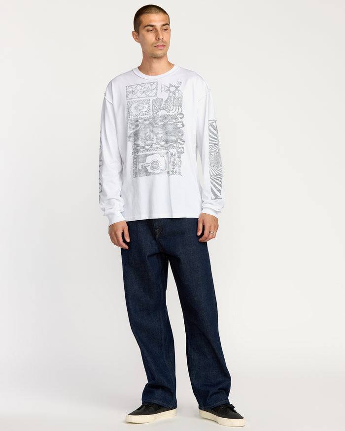 Men's Povj Long Sleeve Tee-White-Volcom