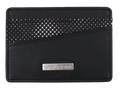 The Volcom Men's Primo Cardholder is a slim black wallet featuring a metal logo plaque and two diagonal card slots, one accented with a geometric black-and-white pattern—perfect for keeping your essentials organized in style.