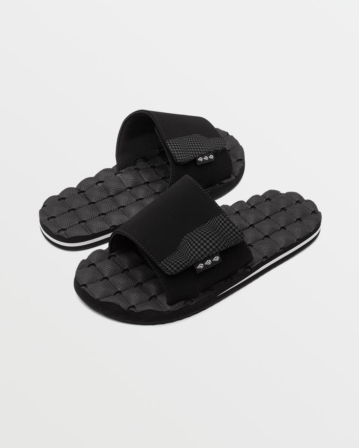 Men's Recliner Sandals Slides-Black/White-Volcom
