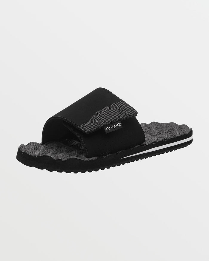 Men's Recliner Sandals Slides-Black/White-Volcom