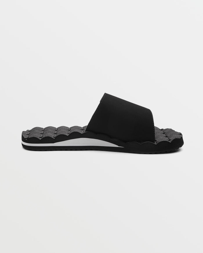 Men's Recliner Sandals Slides-Black/White-Volcom