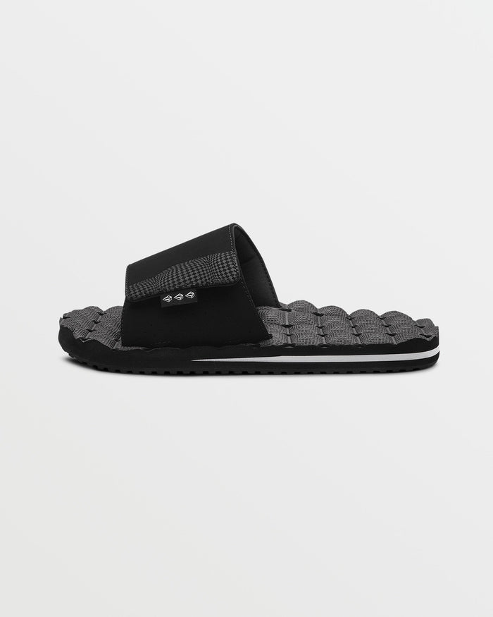 Men's Recliner Sandals Slides-Black/White-Volcom