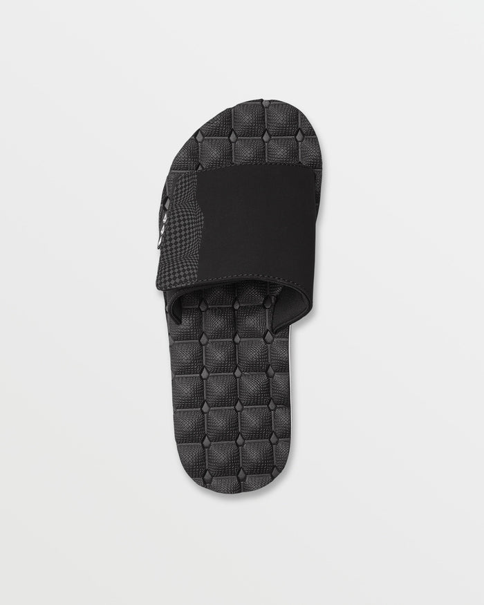 Men's Recliner Sandals Slides-Black/White-Volcom