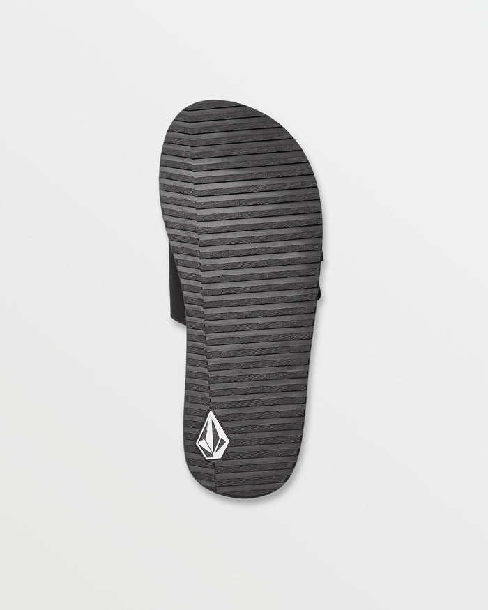 Men's Recliner Sandals Slides-Black/White-Volcom