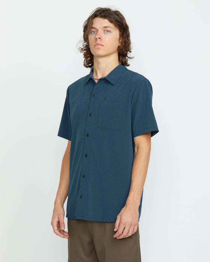 Men's Ridgestone Short Sleeve Shirt-Deep Blue-Volcom