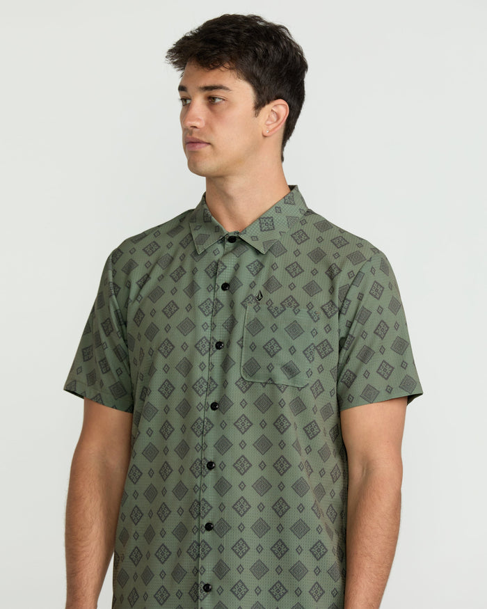 Men's Ridgestone Short Sleeve Shirt-Light Olive-Volcom