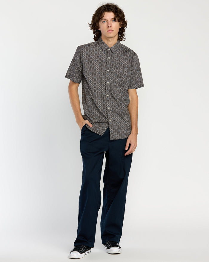 Men's Scaler Stone Woven Short Sleeve Shirt-Moonbeam-Volcom