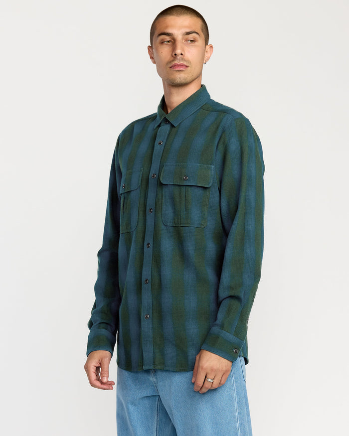 Men's Shadowstone Flannel Long Sleeve Shirt-Scarab-Volcom