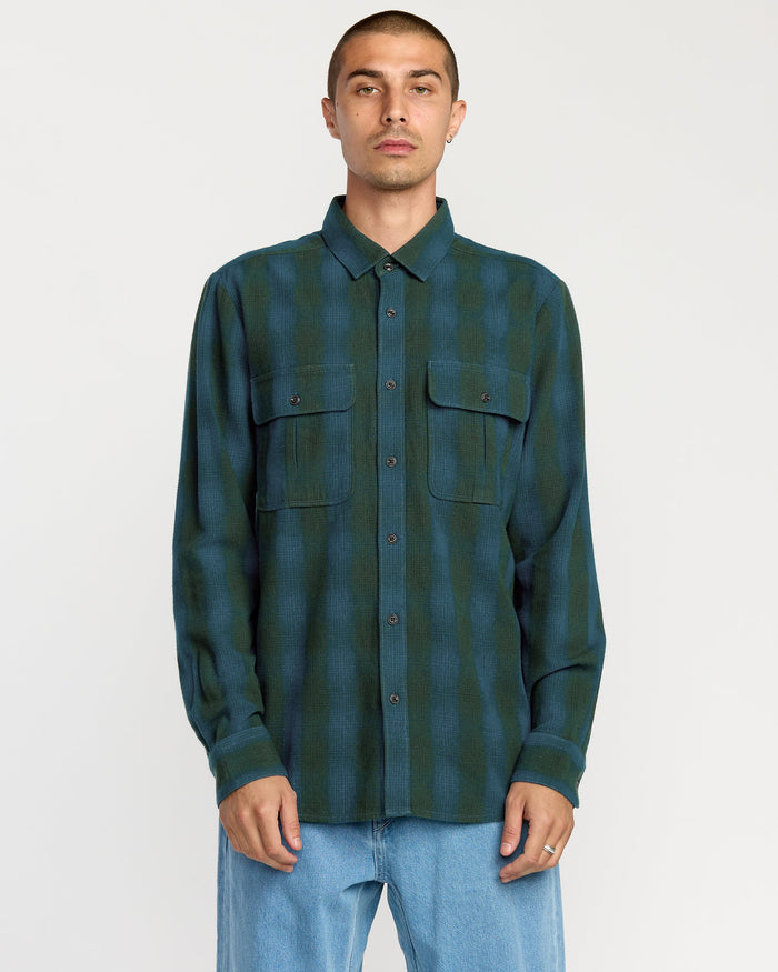 Men's Shadowstone Flannel Long Sleeve Shirt-Scarab-Volcom