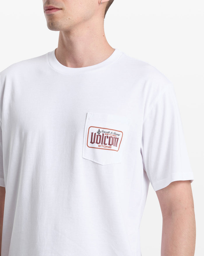Men's Single Barrel Pocket Short Sleeve Tee-White-Volcom