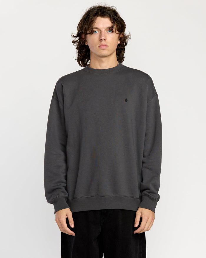 Men's Single Stone Pw Crew-Asphalt Black-Volcom