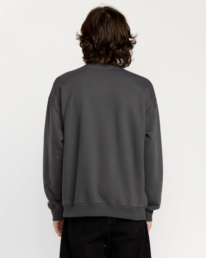 Men's Single Stone Pw Crew-Asphalt Black-Volcom