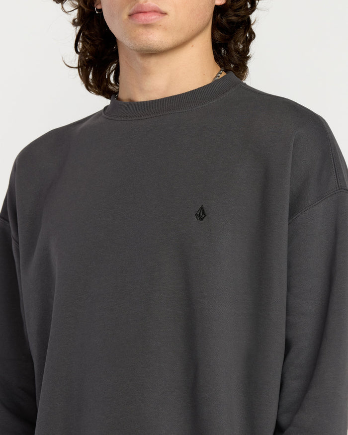 Men's Single Stone Pw Crew-Asphalt Black-Volcom
