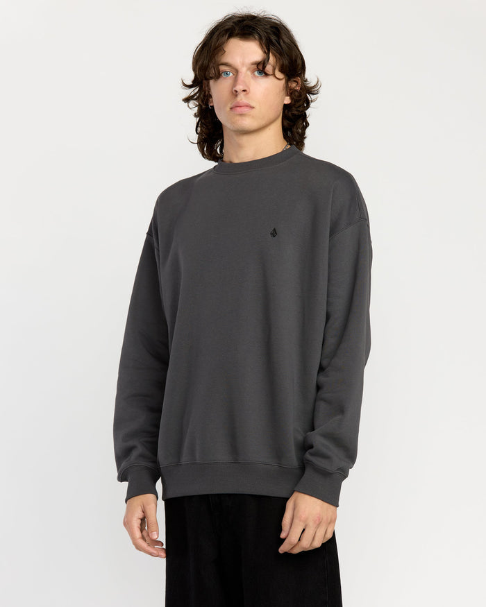 Men's Single Stone Pw Crew-Asphalt Black-Volcom