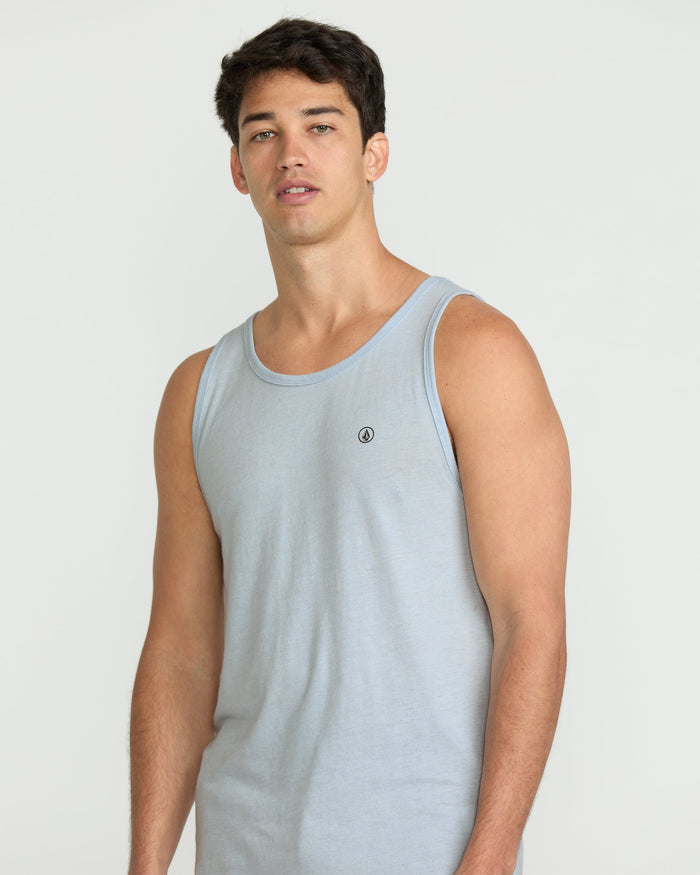 Men's Solid Heather Tank-Carolina Blue-Volcom