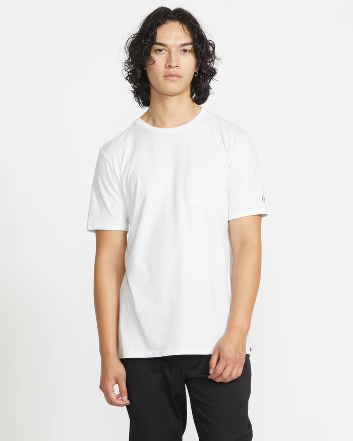 Men's Solid Short Sleeve Pocket Tee-White-Volcom