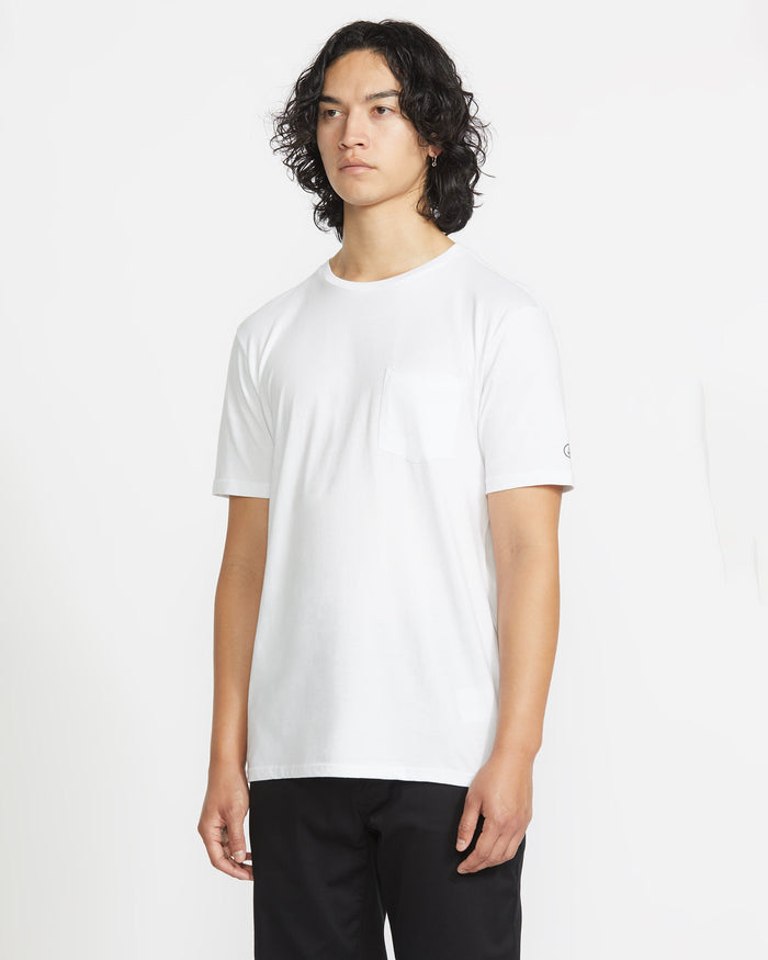 Men's Solid Short Sleeve Pocket Tee-White-Volcom