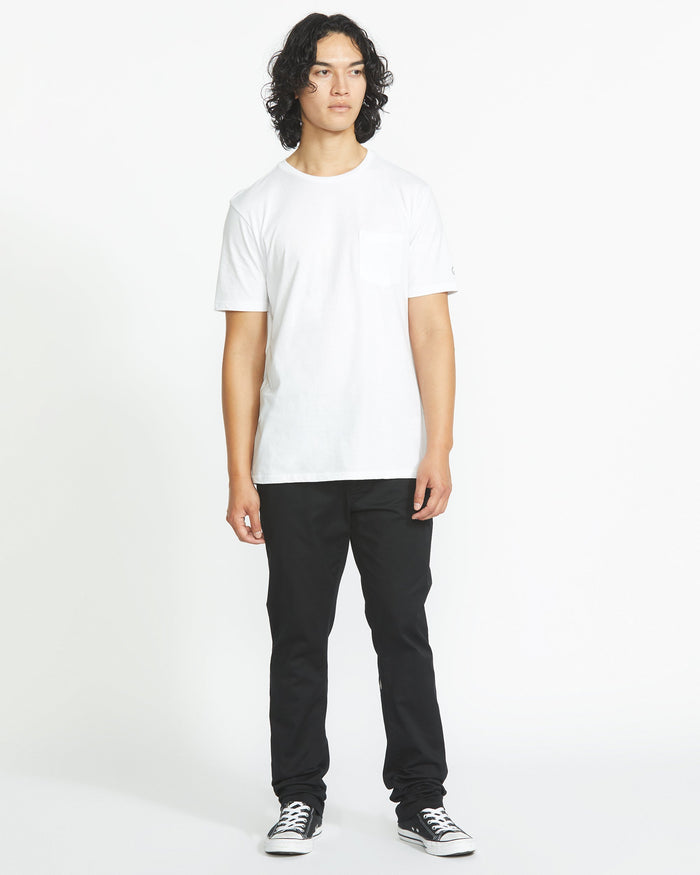 Men's Solid Short Sleeve Pocket Tee-White-Volcom