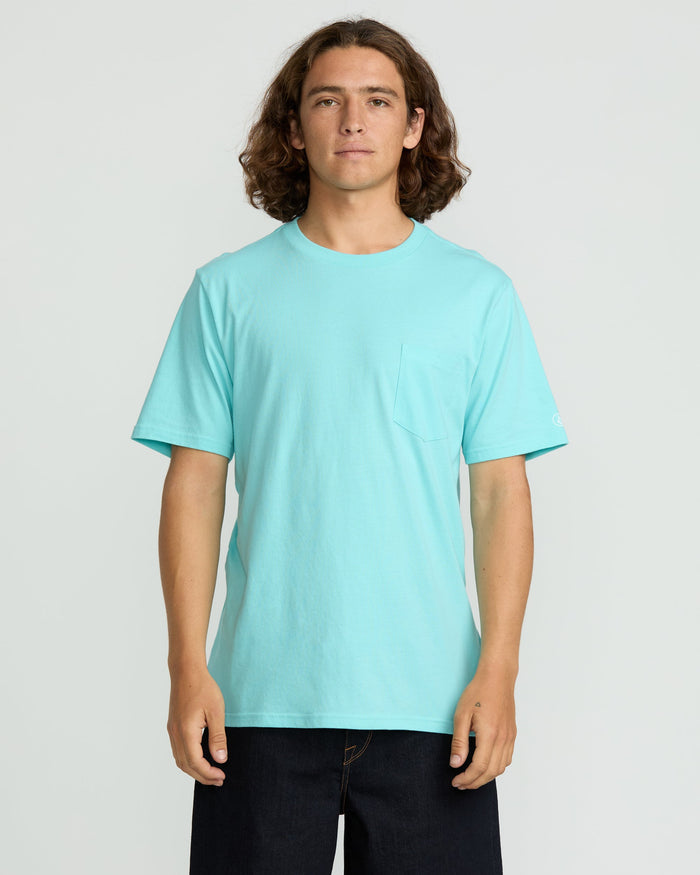 Men's Solid Short Sleeve Shirt Pocket Tee-Poolside-Volcom