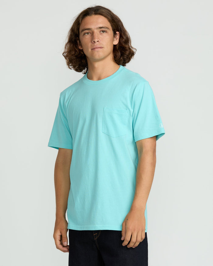 Men's Solid Short Sleeve Shirt Pocket Tee-Poolside-Volcom